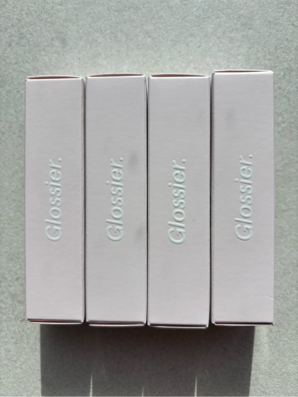 Glossier Soft Touch Lip Creme set of 4 Strike, Jet, Flip, Tempo